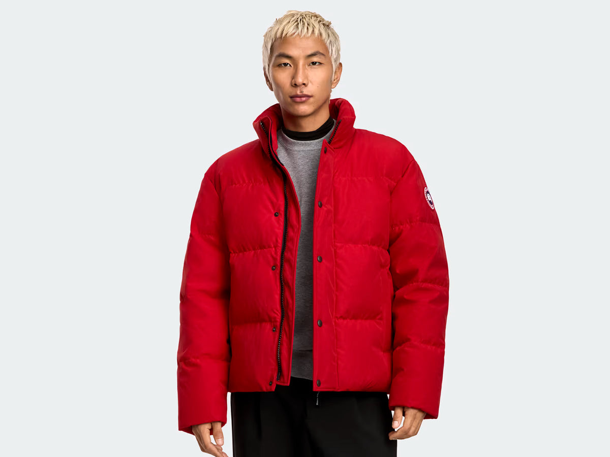 Bayview Parka rosso carminio imbottita con chiusura frontale a zip e bottoni