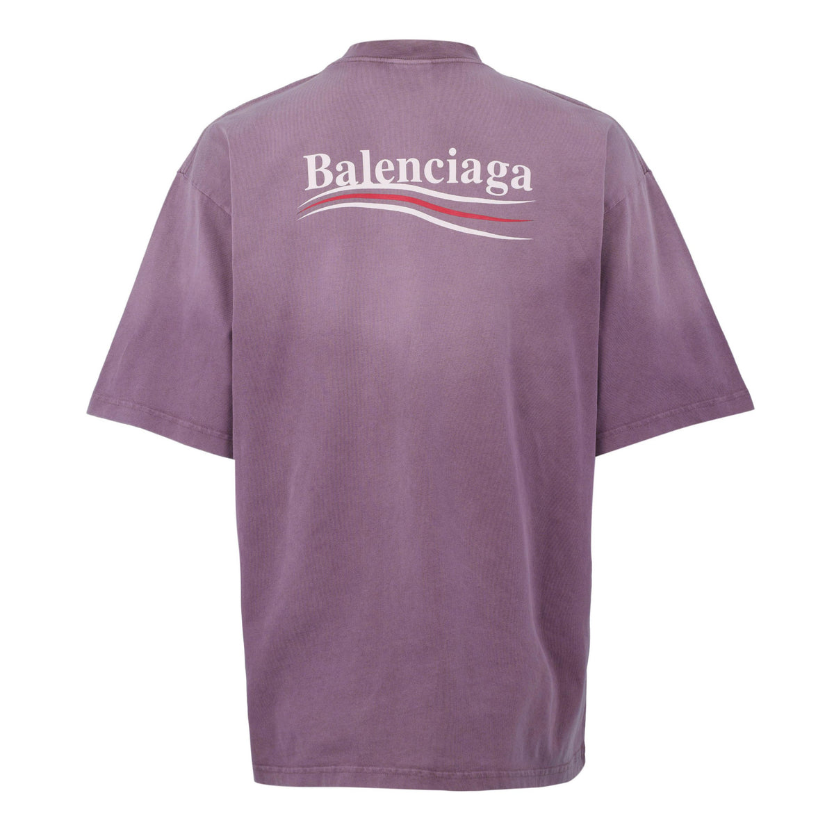 Balenciaga T-shirt lilac with large back logo print, flat lay