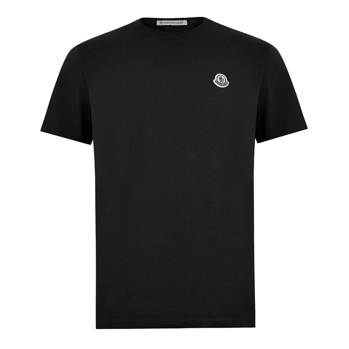 Black logo cotton T-shirt with crew neck and small chest badge