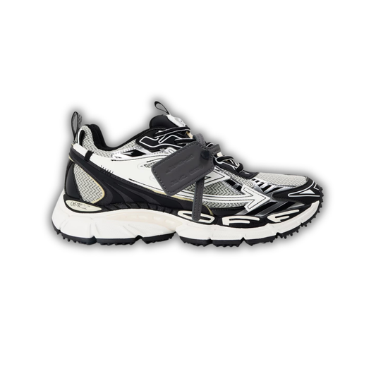 Retro comfort sneakers in white/black with grey mesh panels and black laces