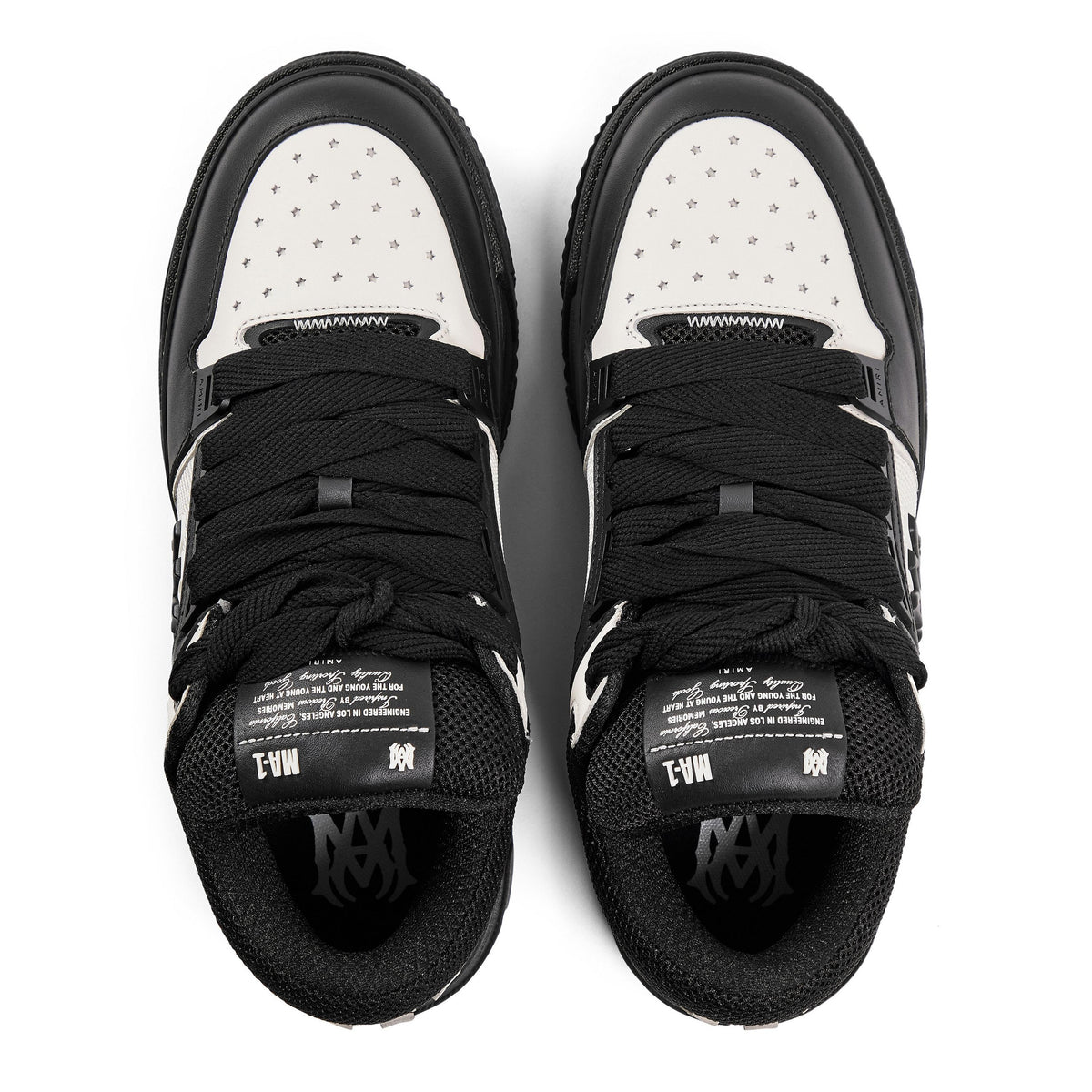 Pair of chunky trainers, black laces and tongue labels, black-and-white toe area