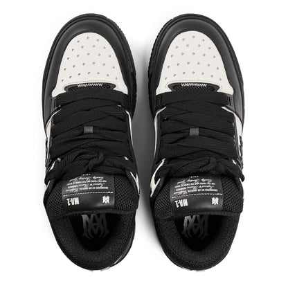 Pair of chunky trainers, black laces and tongue labels, black-and-white toe area