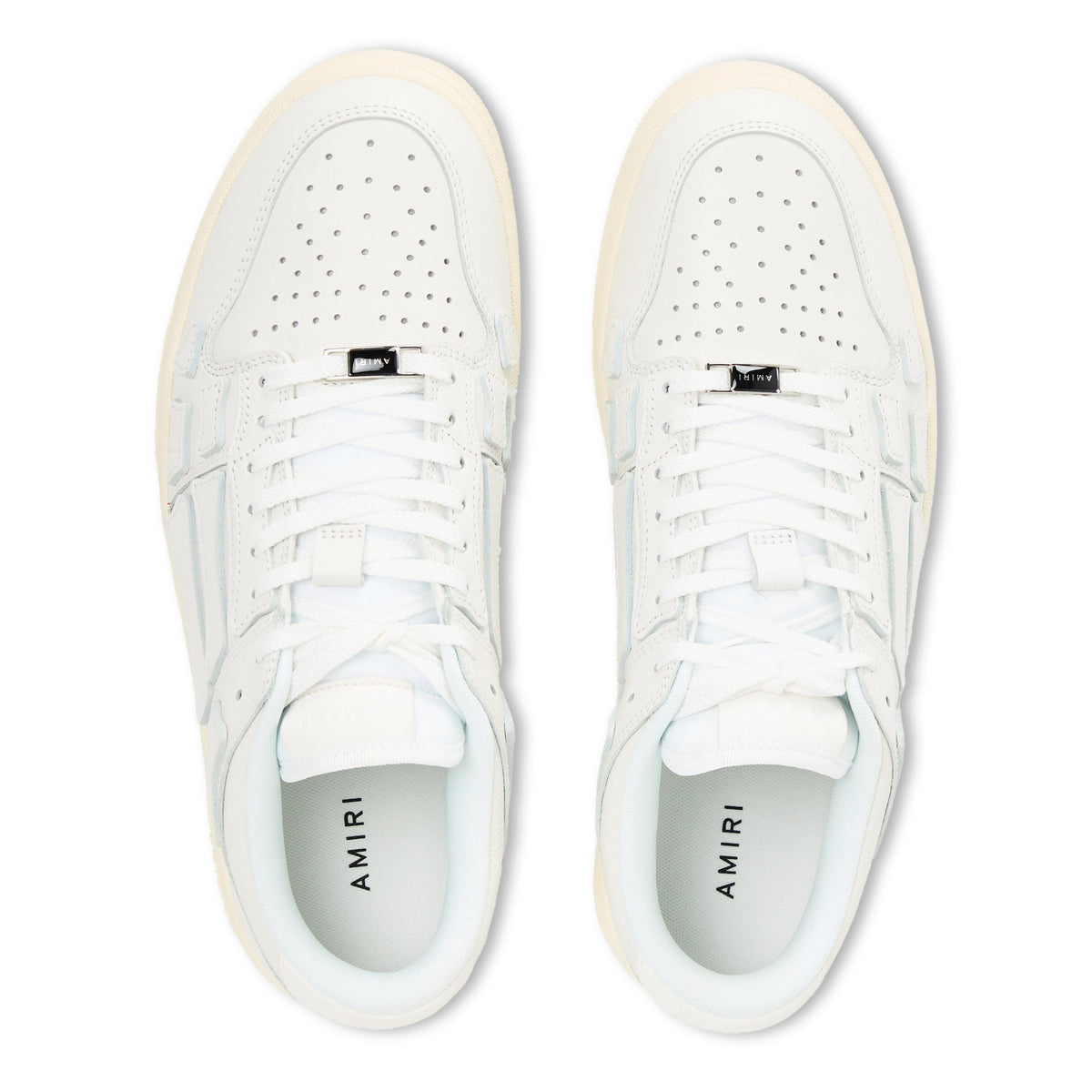 White low trainers with perforated toe and AMIRI logo tongue tab