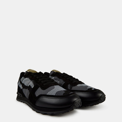 Rockrunner Sneaker schwarz-grau mit Camouflage-Textil, Kunstleder-Panel und Schnürung