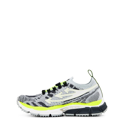 Off White men’s trainers, Grey/Yello style with lace-up front and neon green outsole