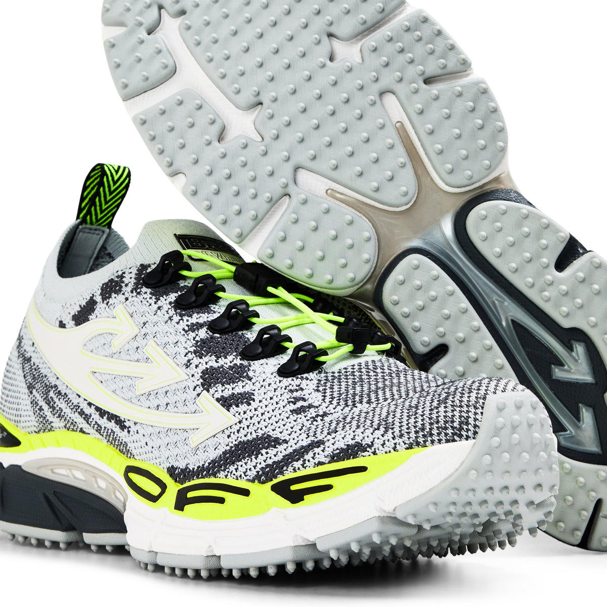 Off White men’s trainers outsole (Grey/Yello) with textured traction studs underside