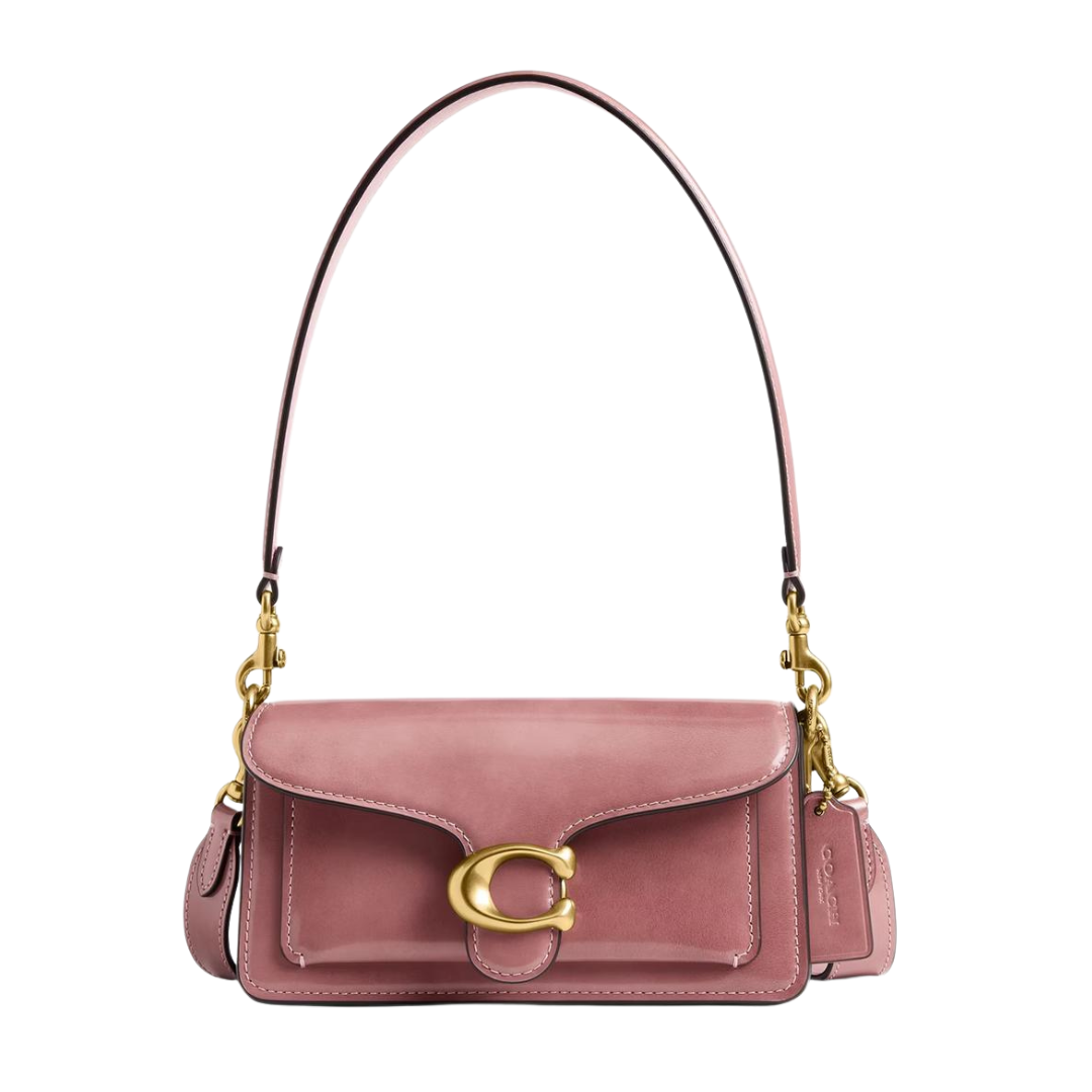 Tabby 20 shoulder bag in peony pink with gold-tone C clasp and front flap