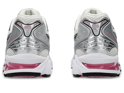 ASC Gel Kayano-14, Rückansicht mit GEL-Logo, silber/grau und pinkem Rand