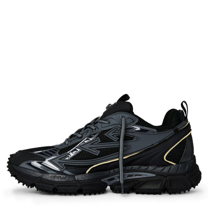 Off White Herren Retro-Sneaker Schwarz mit grauen Paneelen, Schnürung und Profilsohle