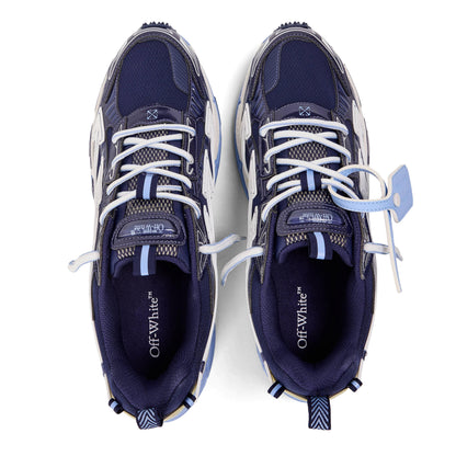 Navy retro comfort sneakers with white laces, mesh upper, and contrast stripe details.