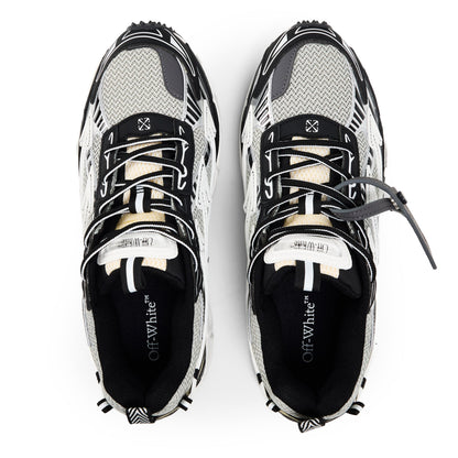 Retro-Sneaker Paar: Weiß/graues Mesh mit schwarzem Rand, Schnürung, starkes Profil