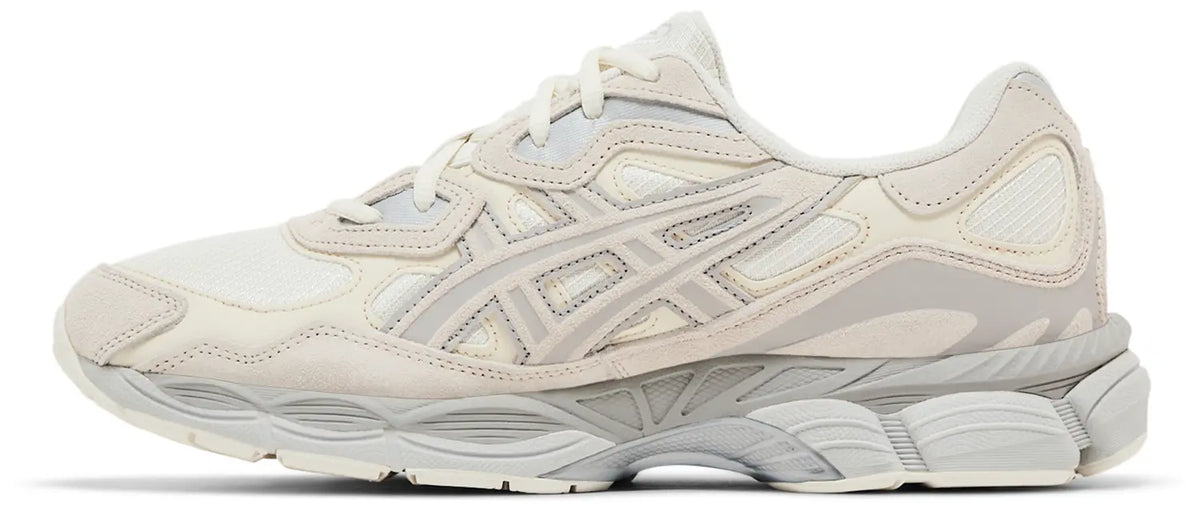 White lace-up sneaker with chunky midsole and padded collar, front angle