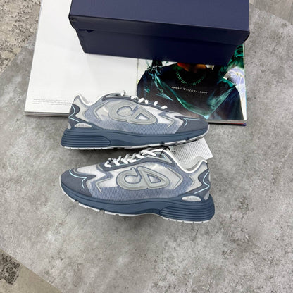 Grey-blue B-22 futures sneakers, lace-up with thick tread sole