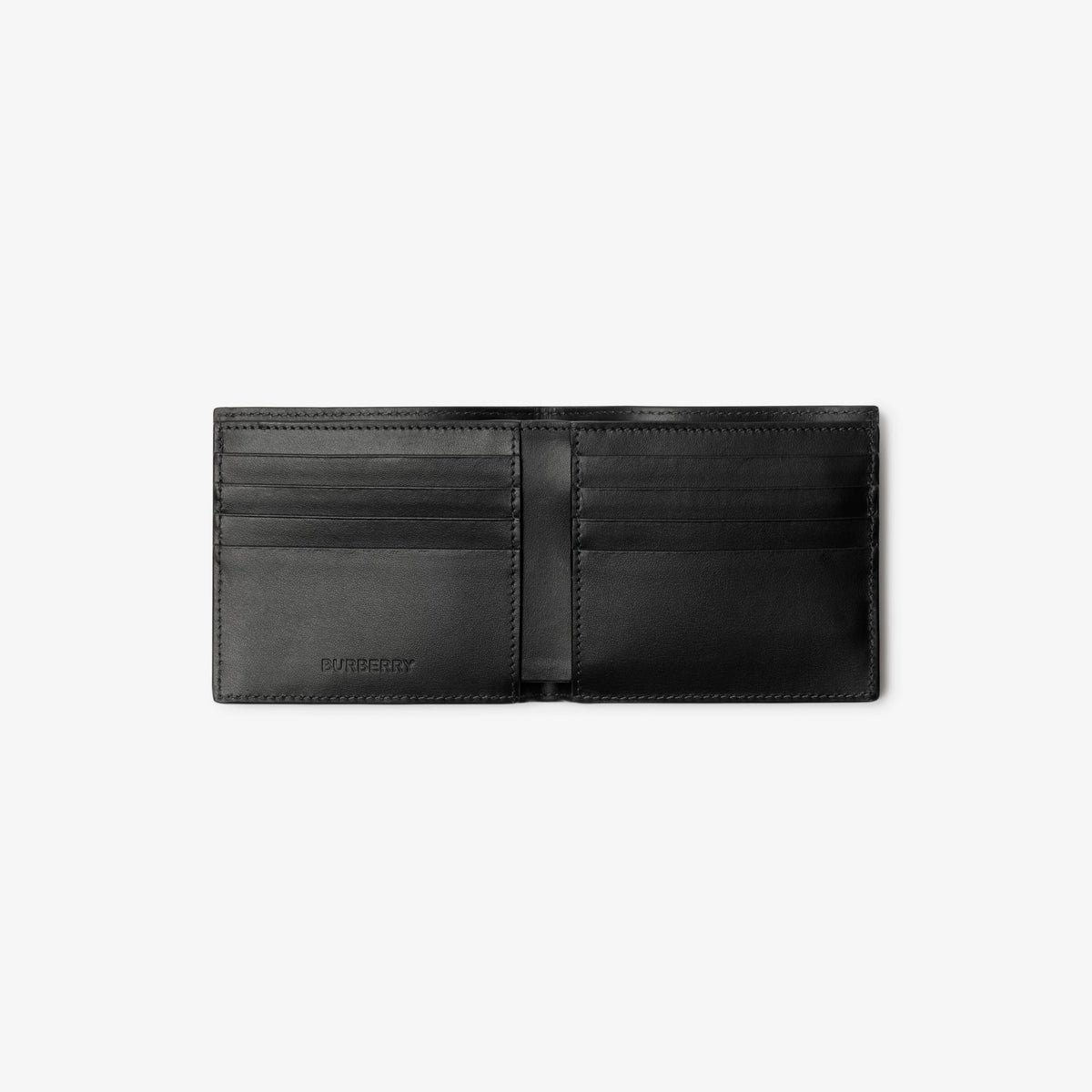 Charcoal bifold wallet interior with card slots and center fold