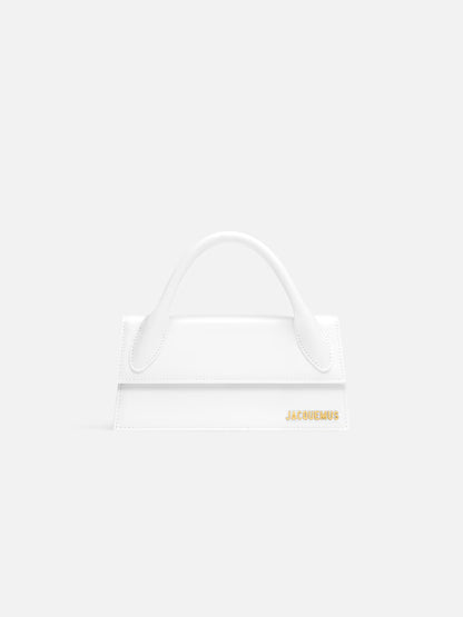 JACQUE Le Chiquito mini leather bag, white with stitched handle and logo