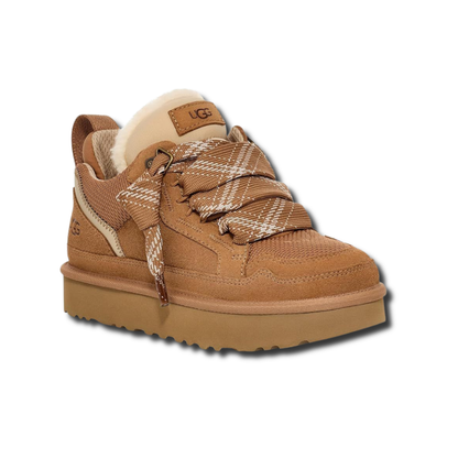 UG LOWMEL Sneaker in chestnut-braun mit Schnürung und Kunstfellkragen