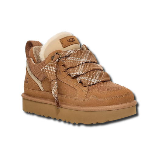 UG LOWMEL Sneaker in chestnut-braun mit Schnürung und Kunstfellkragen