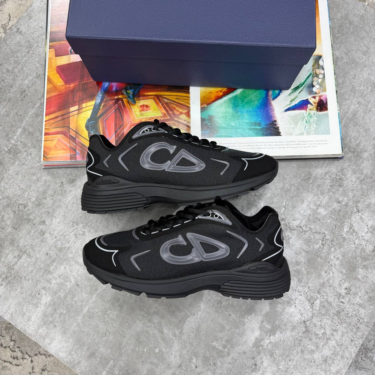 Black B-22 futures low-top sneakers, lace-up with thick outsole