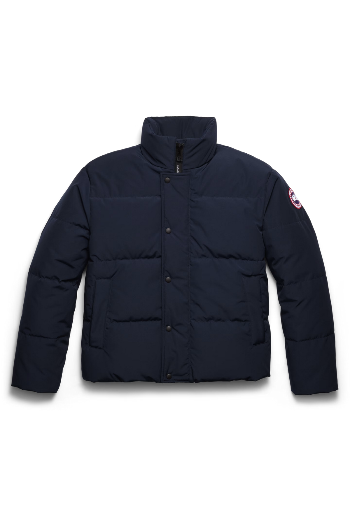 Bayview Parka da uomo, imbottito blu scuro con chiusura a bottoni e collo alto