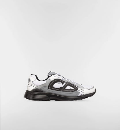 B30 trainers black lace-up sneakers with silver/grey logo panels and ridged sole