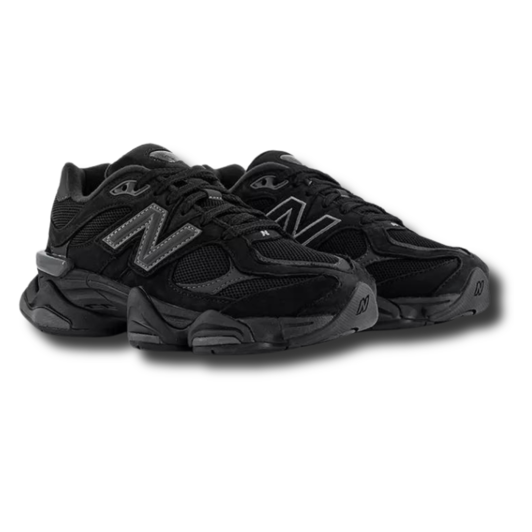 New Balance 9060 black and grey lace-up sneaker with N logo side panels