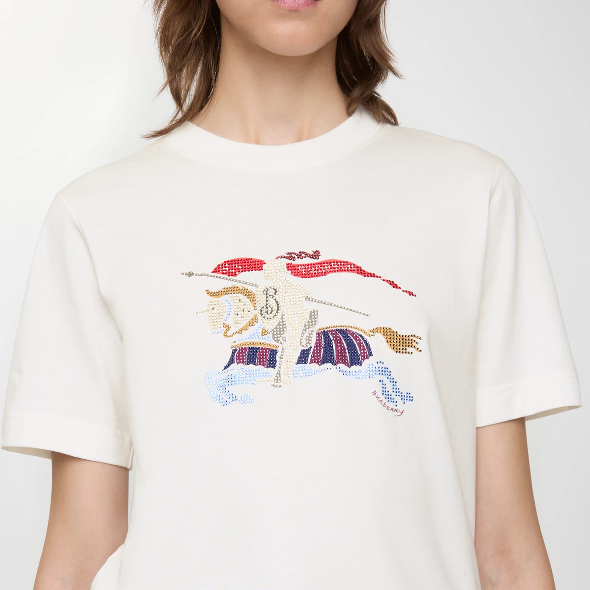 EKD cotton T-shirt in white with detailed horse and rider artwork