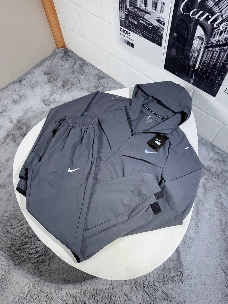 Men's track suit with hooded zip jacket and pants, dark slate gray