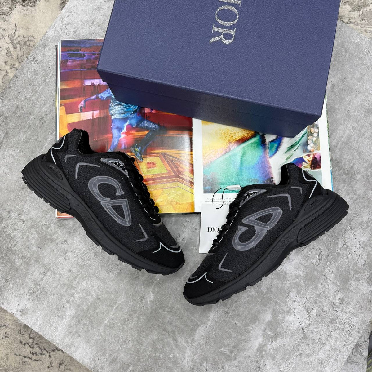 Black B-22 futures sneakers with chunky sole and oval logo detail