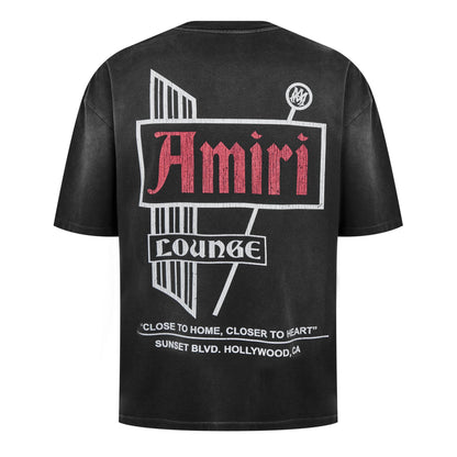 Back of Amiri Vintage Lounge T-Shirt with large “Amiri Lounge” graphic print