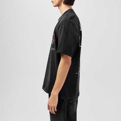 Dark grey Amiri Vintage Lounge T-Shirt side view, sleeve graphic detail