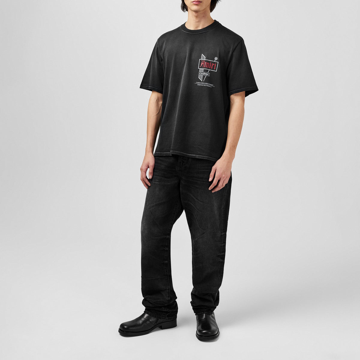 SupplierMode Amiri Vintage Lounge T-Shirt worn by model with front logo print