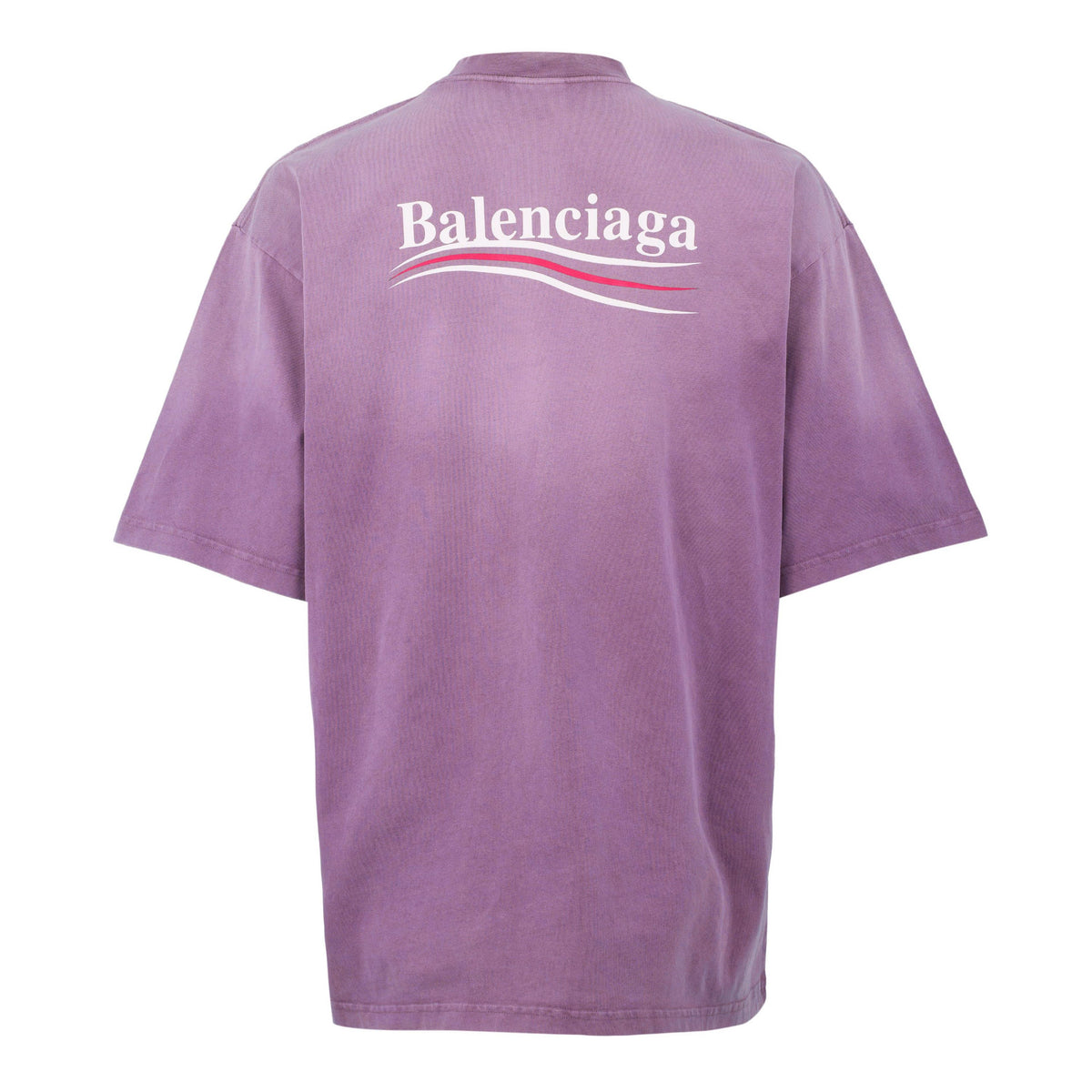 Balenciaga T-shirt lilac, back view with large Balenciaga logo print