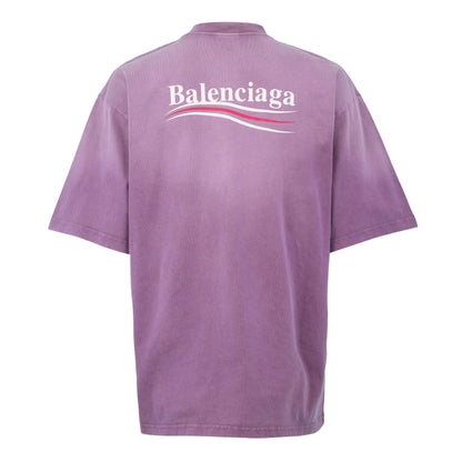 Balenciaga T-shirt lilac, back view with large Balenciaga logo print