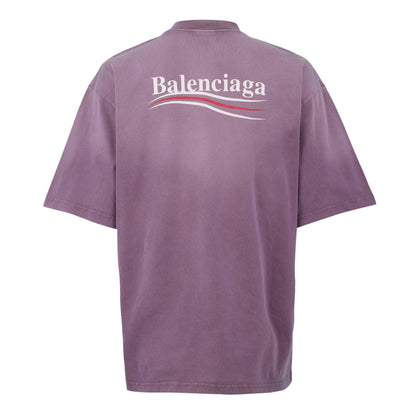 Balenciaga T-shirt lilac with large back logo print, flat lay