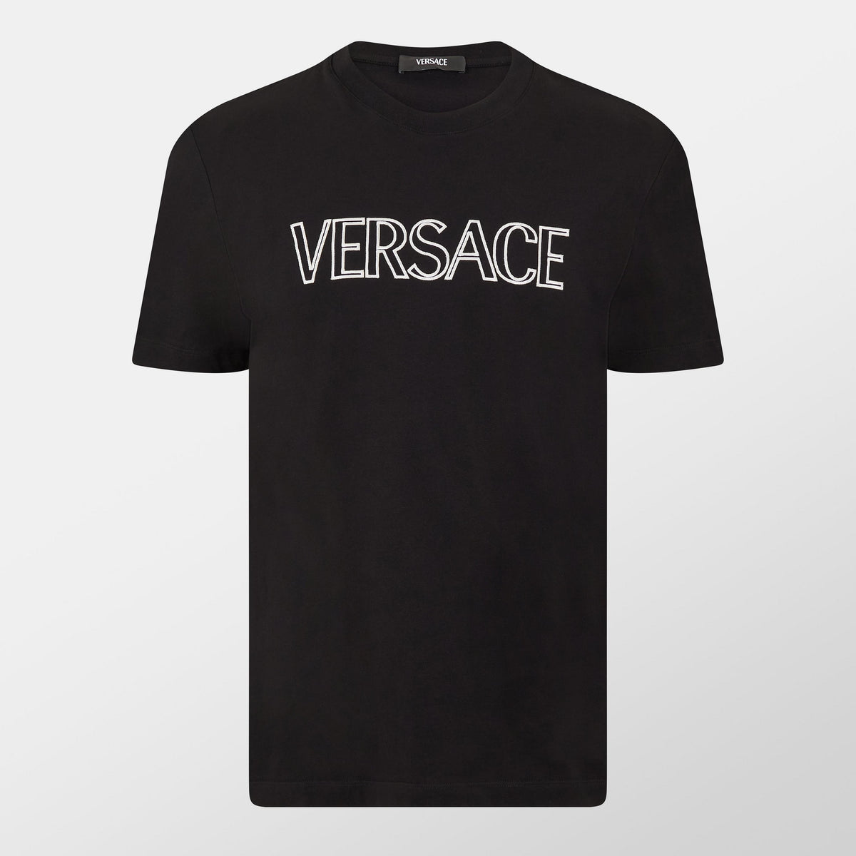 Versace black T-shirt with white chest logo