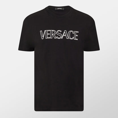 Versace black T-shirt with white chest logo