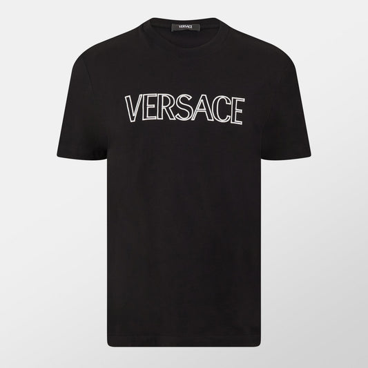 Versace black T-shirt with white chest logo