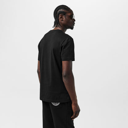 Versace black T-shirt in side view, short sleeves