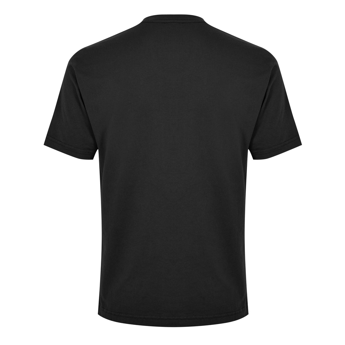 Black crewneck T-shirt, plain back view