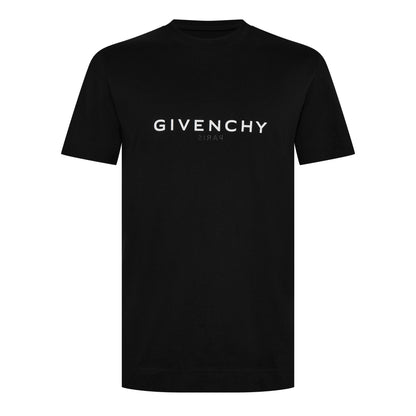 Black GIVENCHY logo T-shirt with centered white print