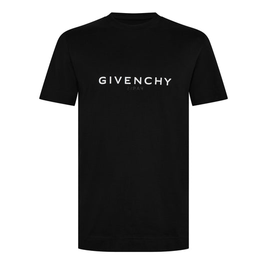 Black GIVENCHY logo T-shirt with centered white print
