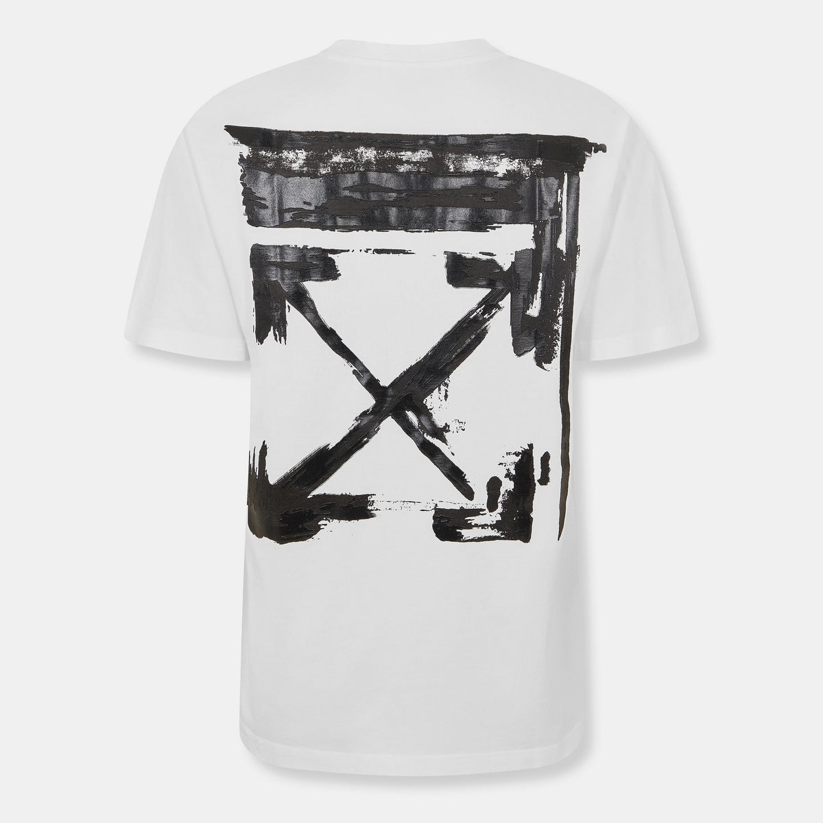 Off White men’s T-shirt with large black ink arrow graphic on back