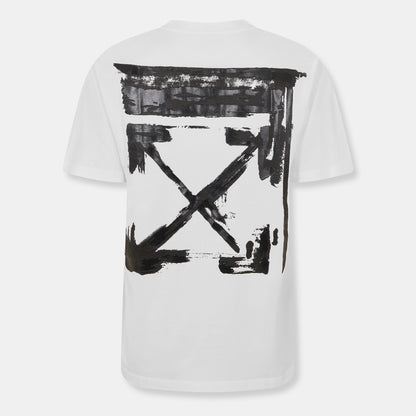 Off White men’s T-shirt with large black ink arrow graphic on back