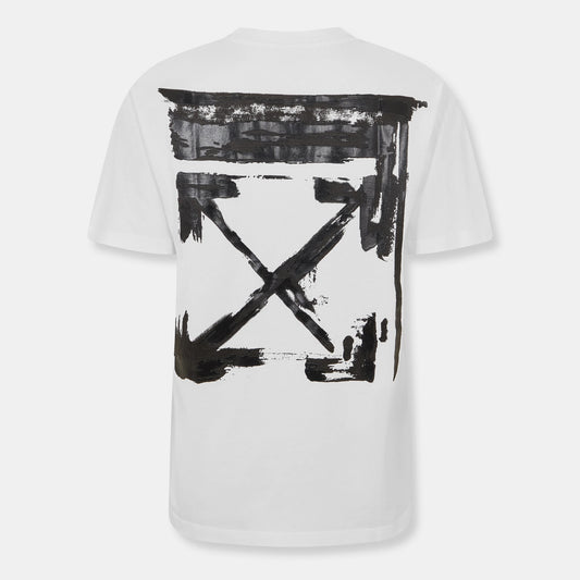 Off White men’s T-shirt with large black ink arrow graphic on back