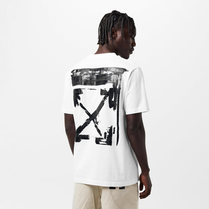 Off White men’s T-shirt with back black ink arrow graphic