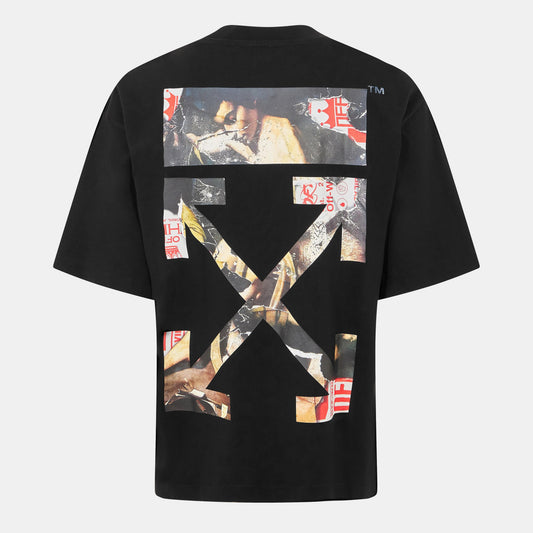 Schwarzes Herren-T-Shirt mit großem Pfeil-Print auf der Rückseite