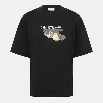 Schwarzes T-Shirt für Herren: kleiner Off-White Pfeil-Print vorne
