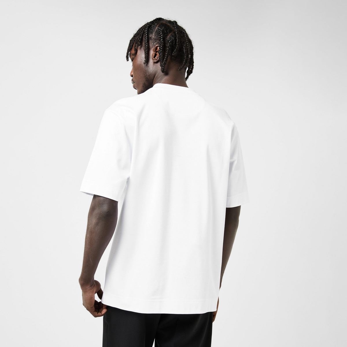 Fendi Herren-T-Shirt, weiß, Rückenansicht ohne Aufdruck, lockere Passform