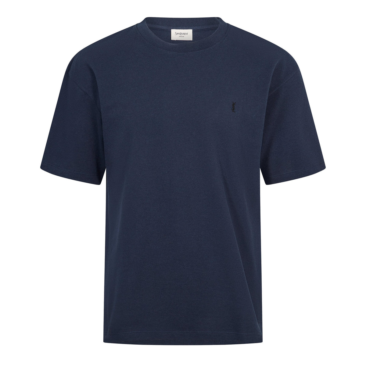 Men’s navy T-shirt with small chest logo, crew neck and short sleeves