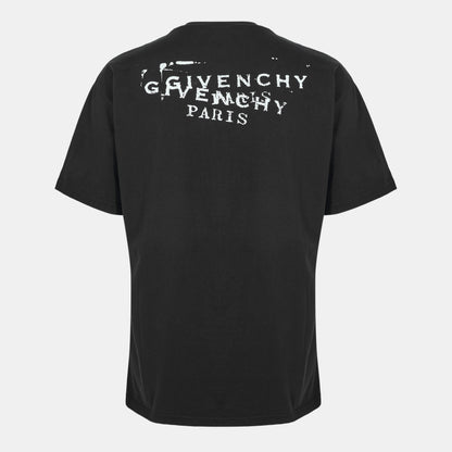 Black crew-neck T‑shirt with large back "GIVENCHY PARIS" stamp print